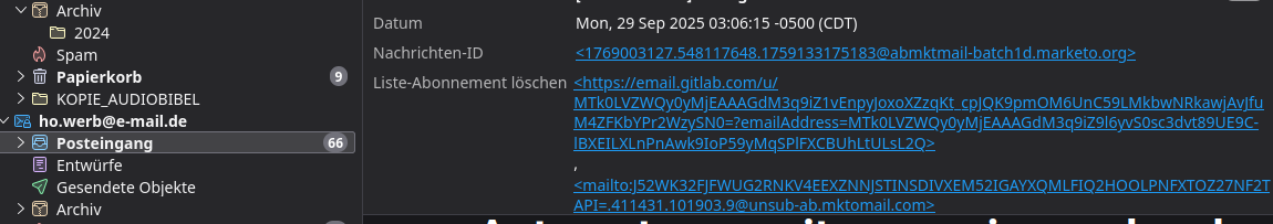 Listenabonnement löschen
